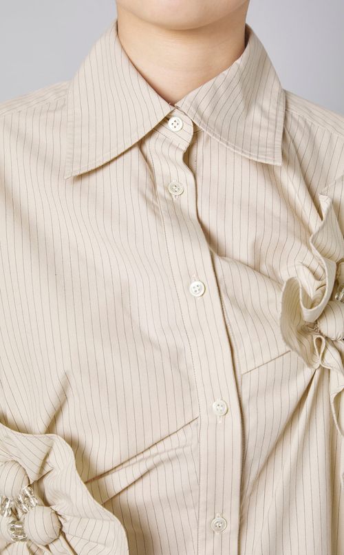 ピンストライプバックスリットシャツ