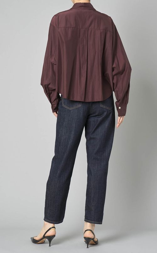 コットンポリエステルショートブラウス