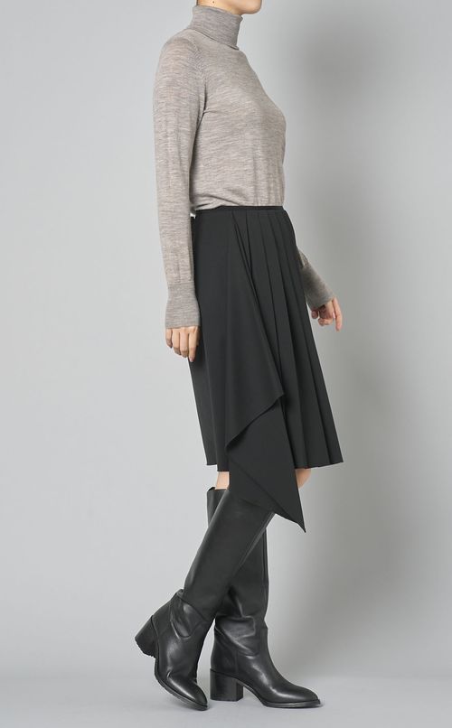 ウール混アシンメトリープリーツスカート