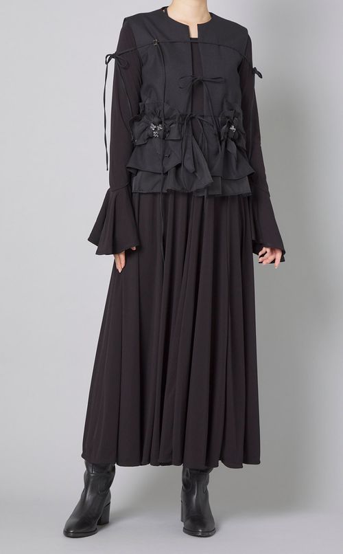 フラワーモチーフ付ウールベスト