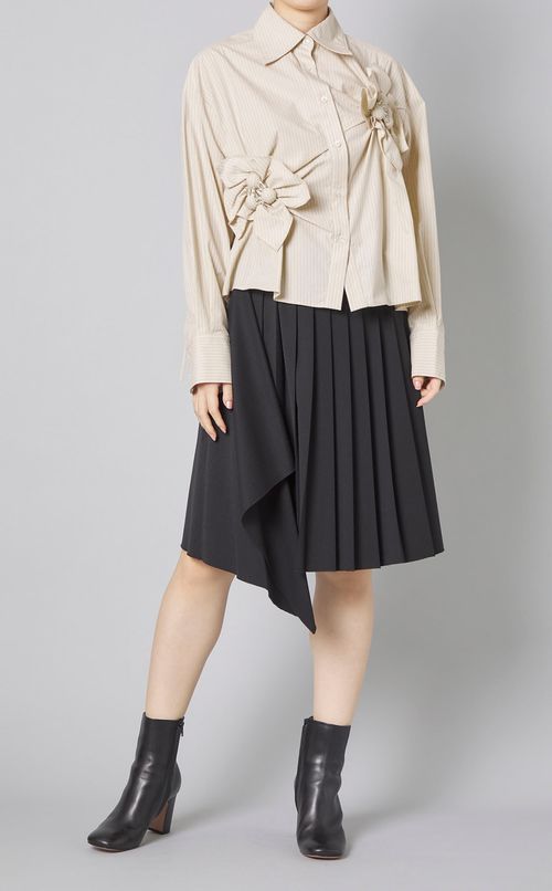 ウール混アシンメトリープリーツスカート