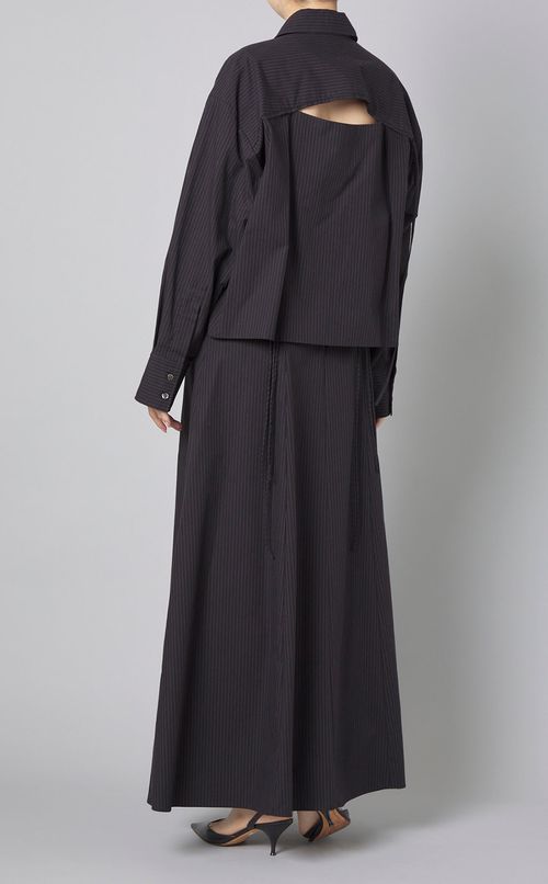 ピンストライプバックスリットシャツ