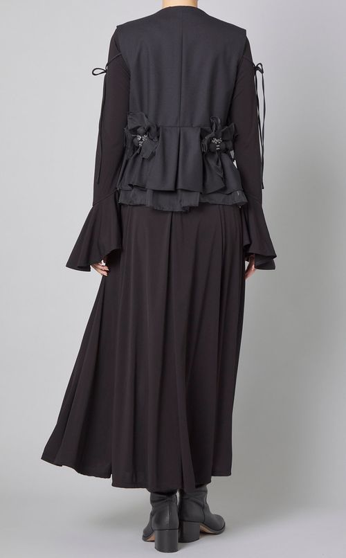 フラワーモチーフ付ウールベスト