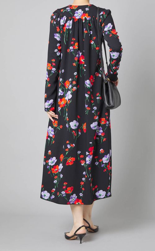 フラワープリントキーネックワンピース