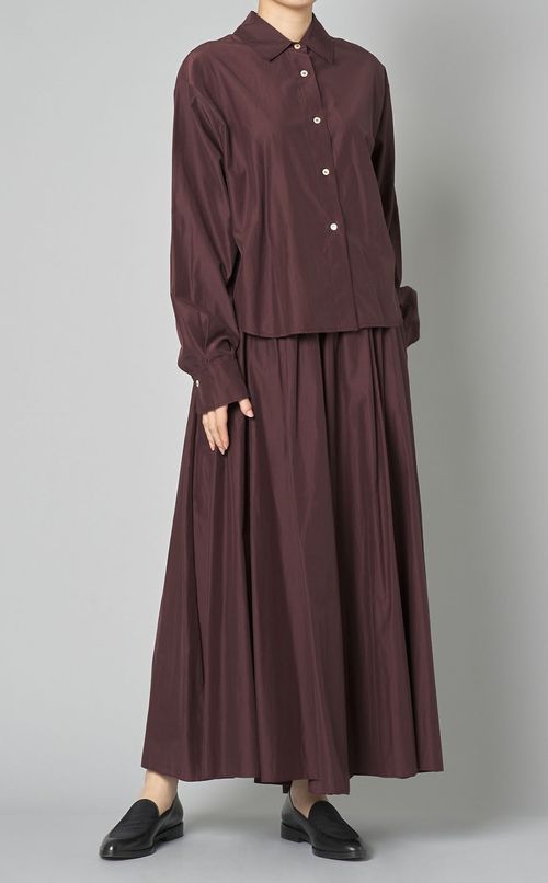 コットン混ギャザーロングスカート