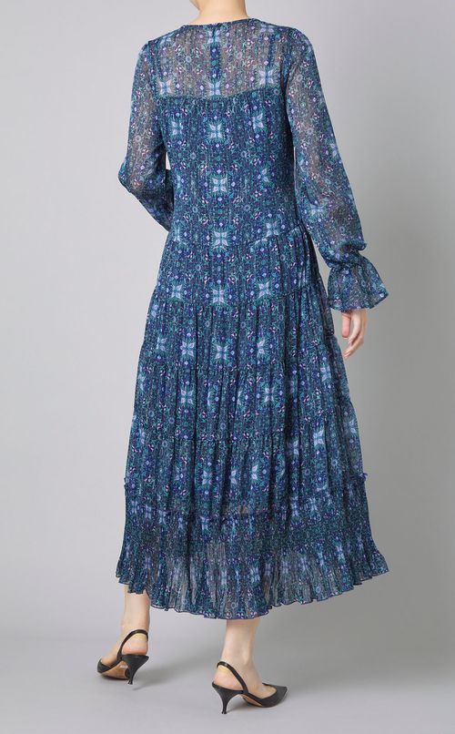 プリントティアードロングワンピース