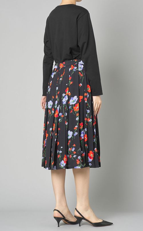 フラワープリントプリーツミディスカート