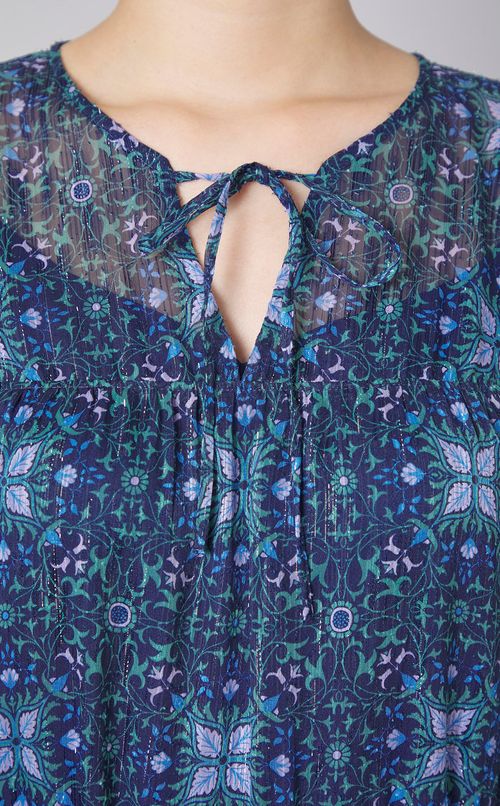 プリントティアードロングワンピース