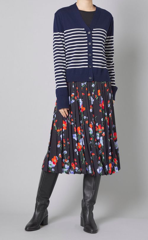 フラワープリントプリーツミディスカート