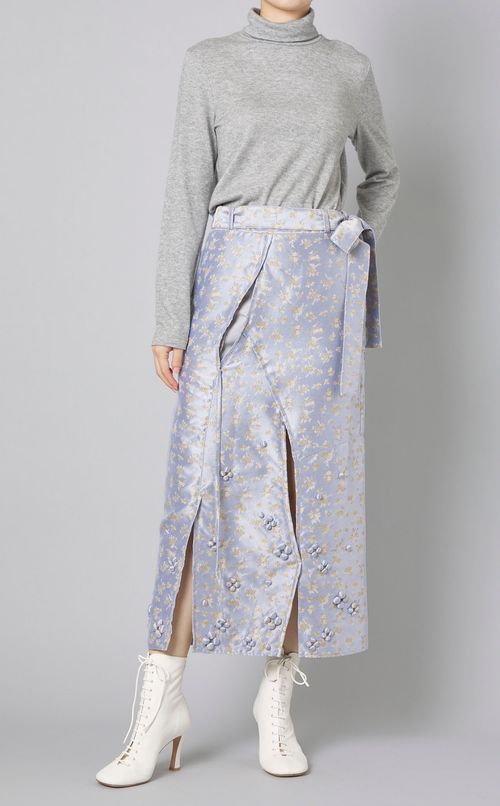 フラワージャガードスリッ卜スカート