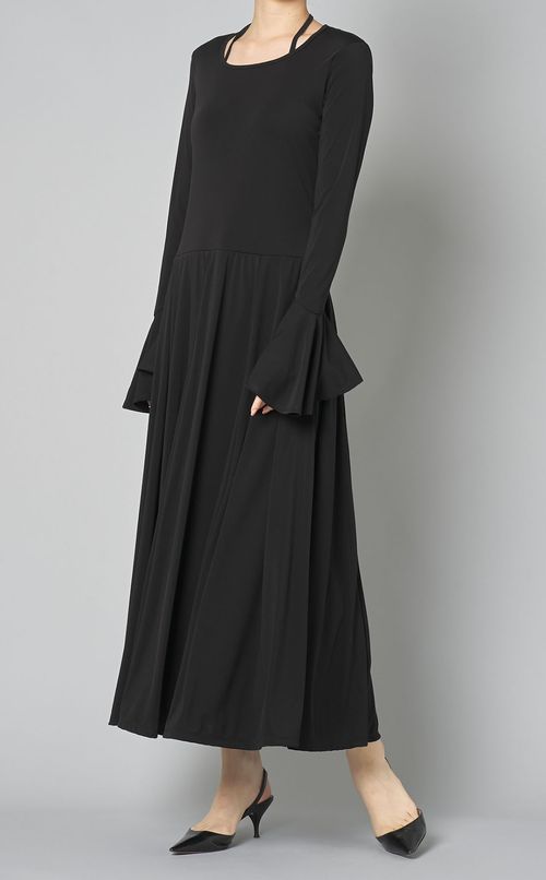 ホルターネックリボンドレープワンピース