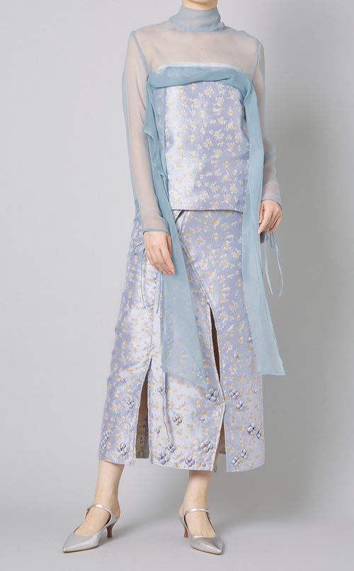 フラワージャガードスリッ卜スカート