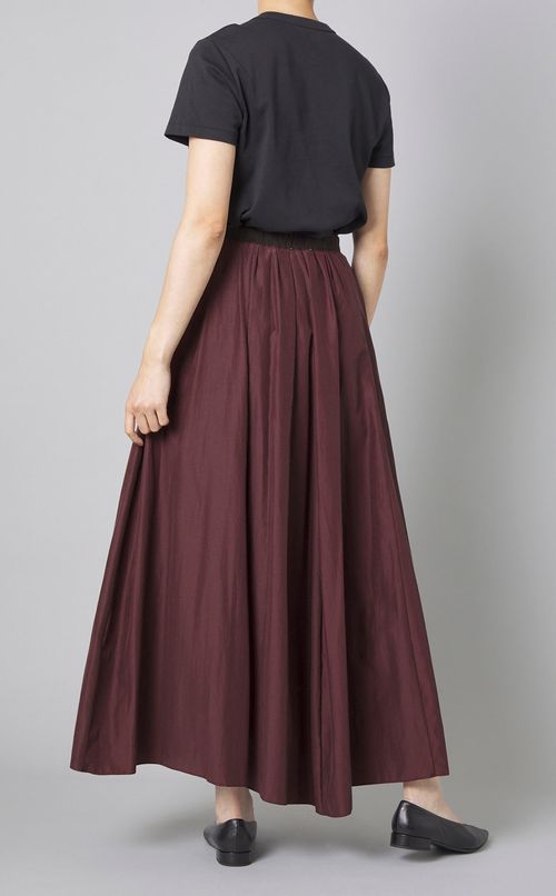 コットン混ギャザーロングスカート