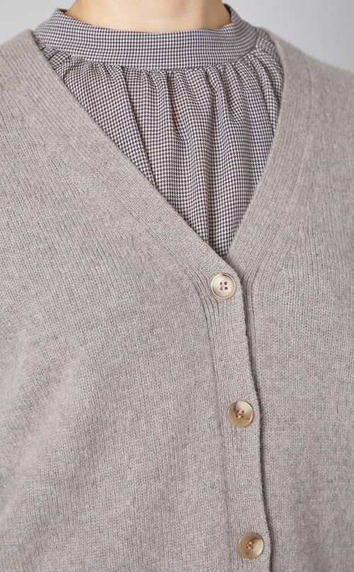 ウールコットンVネックカーディガン