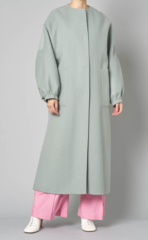 バイカラーリバーロングコート