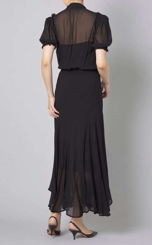 ボウタイパフスリーブワンピース