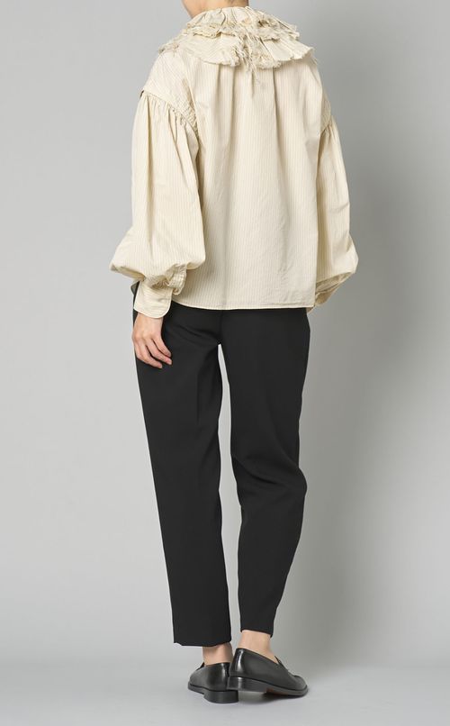 ストライプフリルカラーブラウス