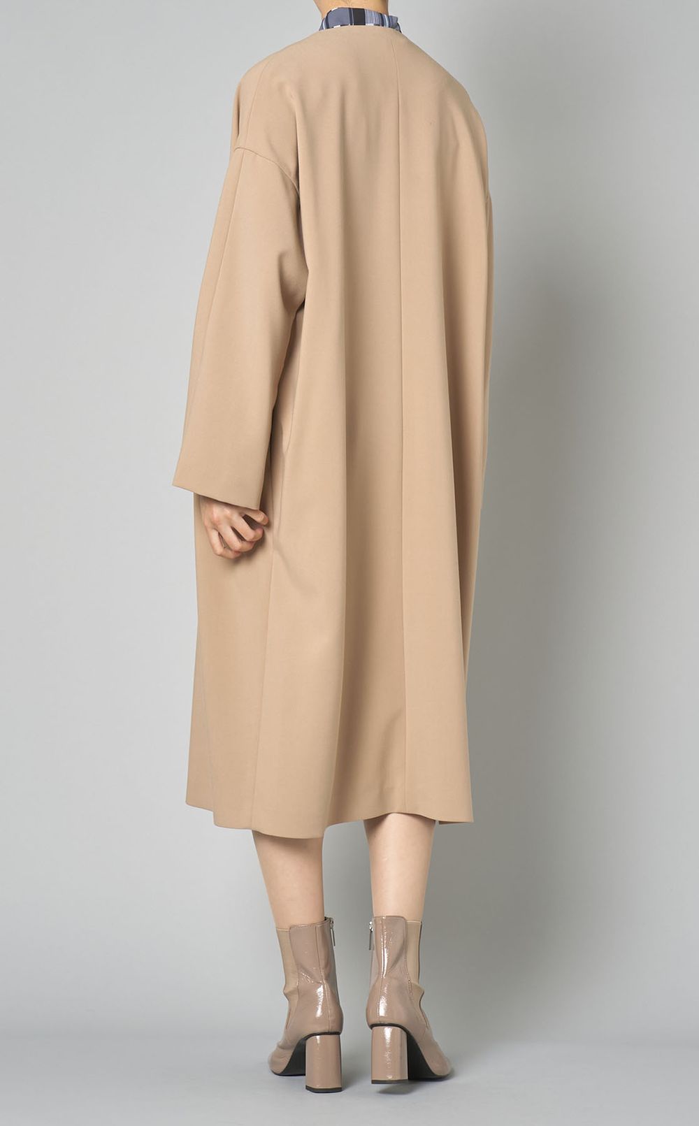 ダブルクロスストレッチノーカラーコート