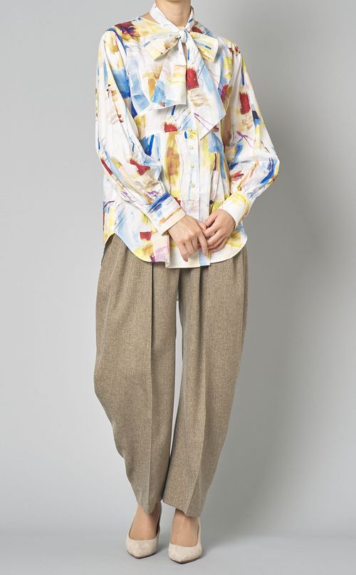 ボリュームスリーブボウタイブラウス