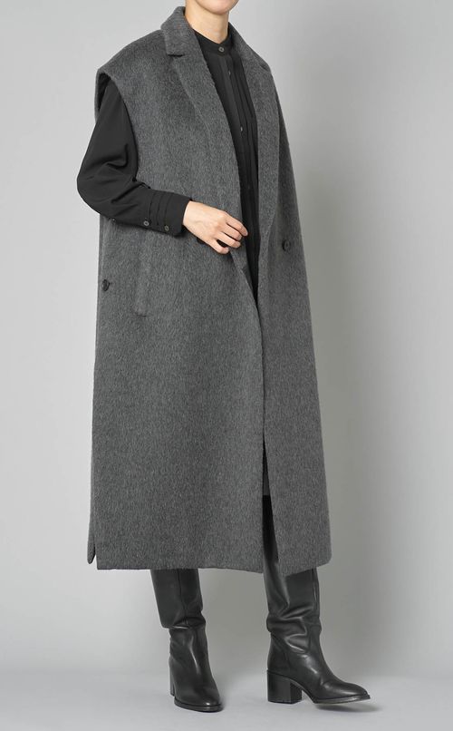 ウールモヘアシャギーロングジレ