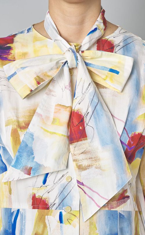 ボリュームスリーブボウタイブラウス