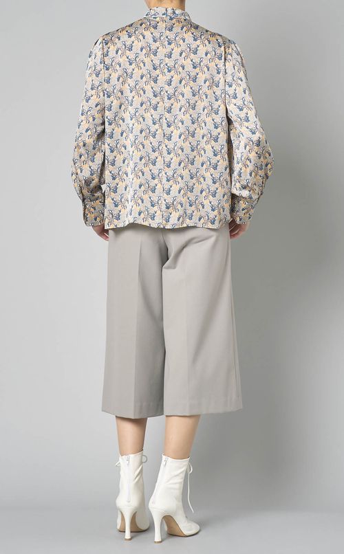 フラワープリントボウタイブラウス