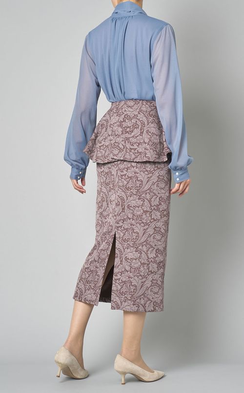 刺繍ペプラムタイトスカート