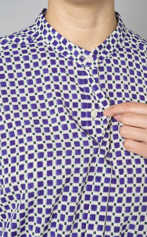 グリットプリントプリーツワンピース