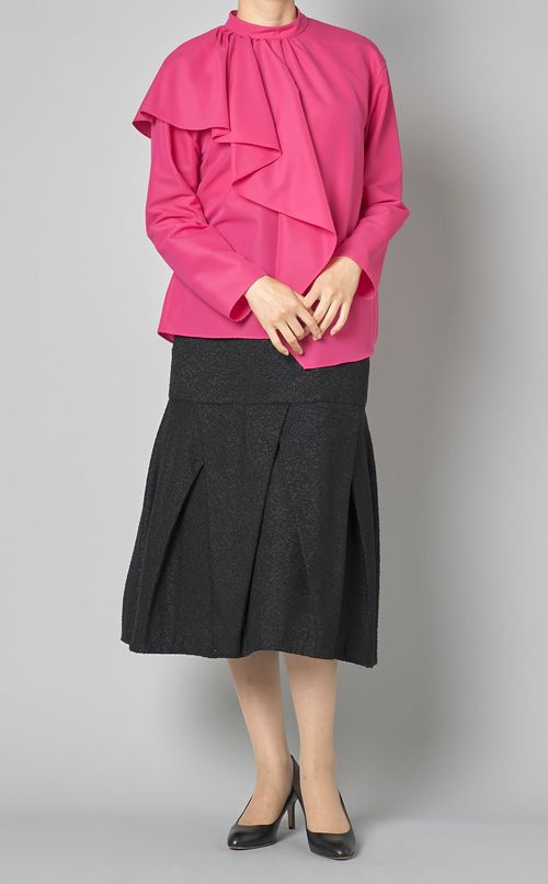 スタンドネックレイヤードブラウス