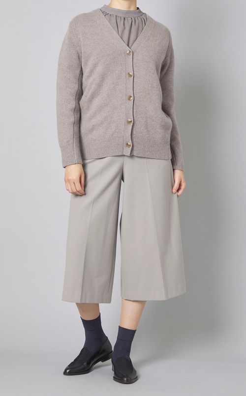 ウールコットンVネックカーディガン