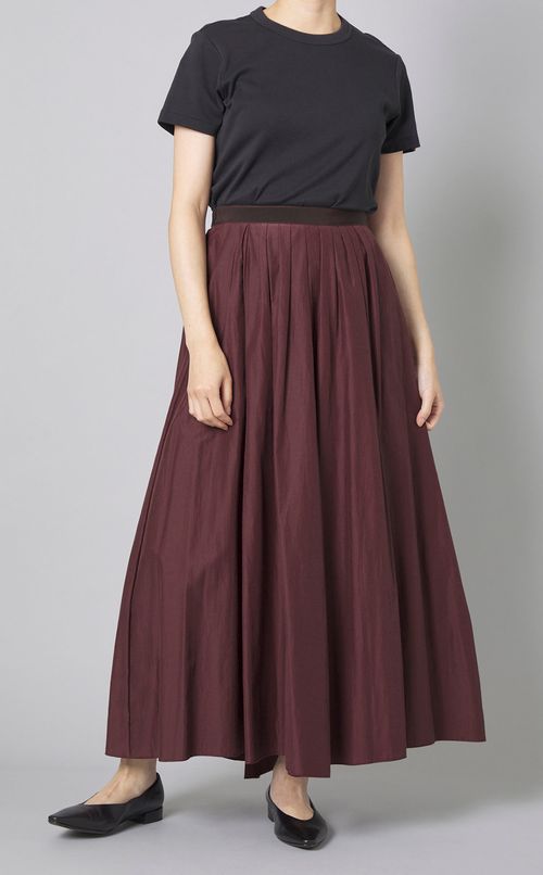 コットン混ギャザーロングスカート