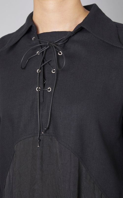 ランダムヘムレースアップシャツワンピース