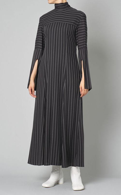 ストライプスタンドネックワンピース