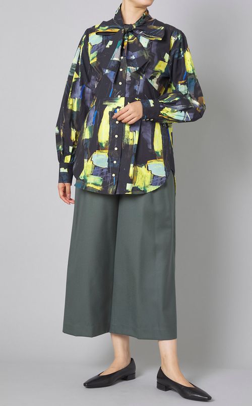 ウールキュロットロングパンツ