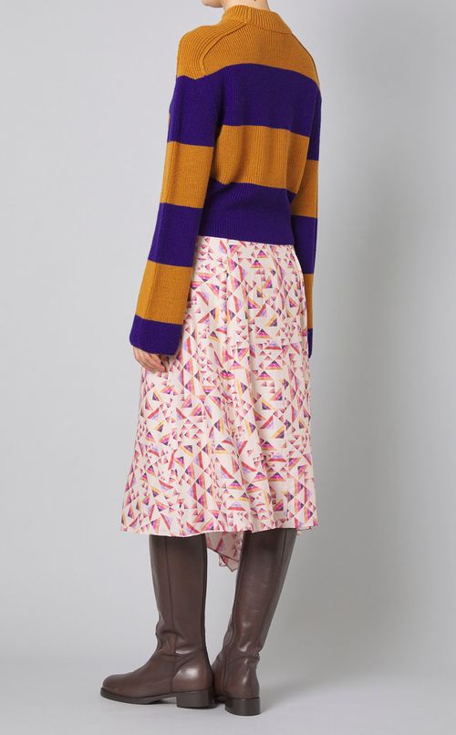 ウールワイドボーダークルーネックニット