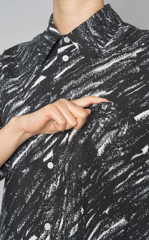 コットンプリントロングスリーブブラウス