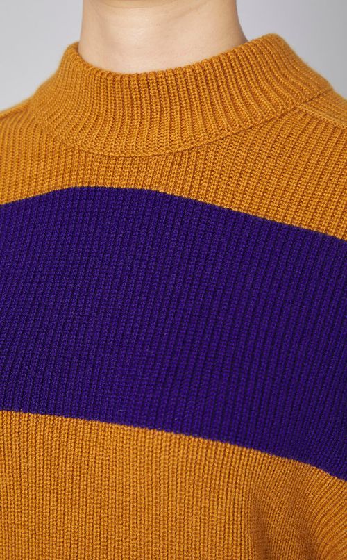 ウールワイドボーダークルーネックニット