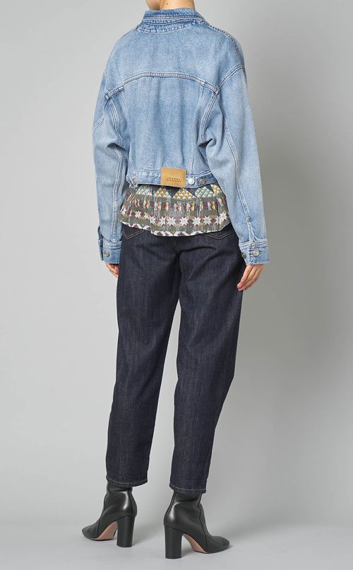 ショート丈ウォッシュドデニムブルゾン