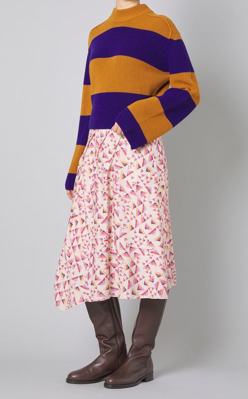 トライアングルプリントミディスカート