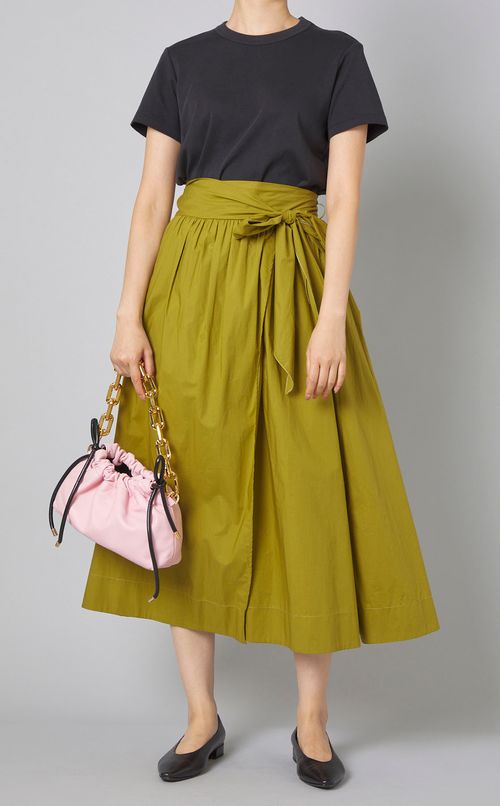コットンベルテッドギャザースカート