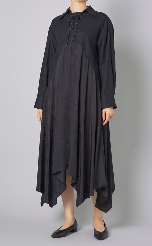 ランダムヘムレースアップシャツワンピース