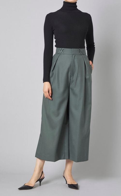 ウールキュロットロングパンツ