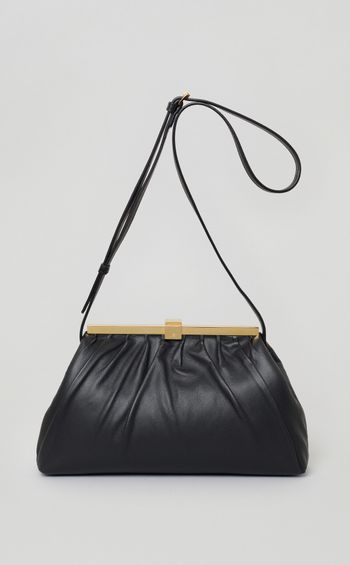 ギャザーレザーショルダーバッグ