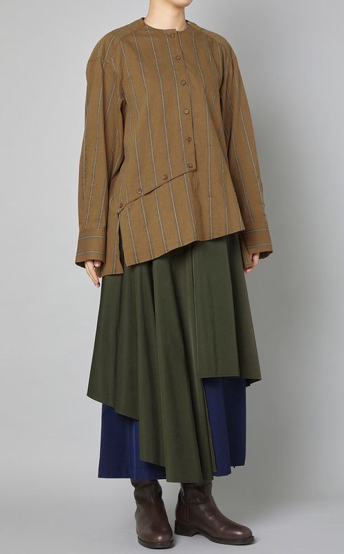 ストライプアシンメトリーシャツ