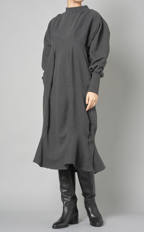 ウェーブ切替スウェットワンピース