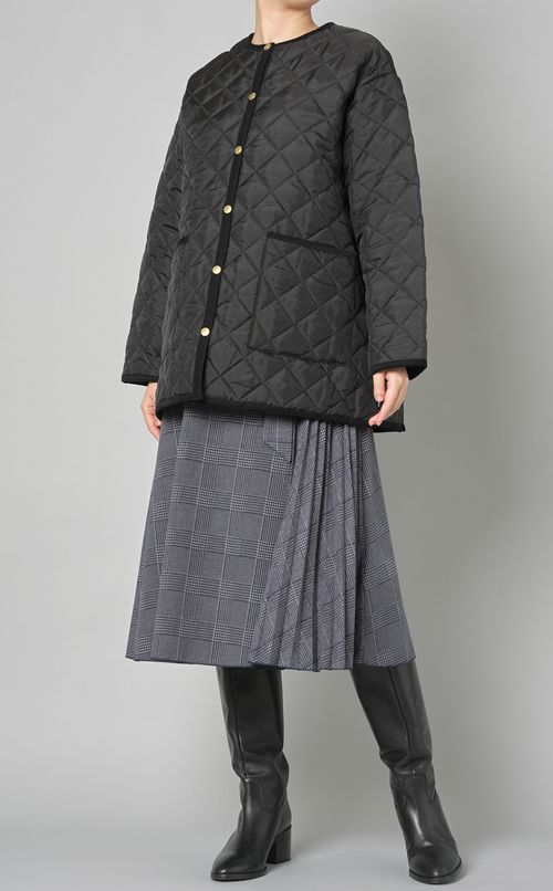 グレンチェックプリーツ切替ワンピ一ス