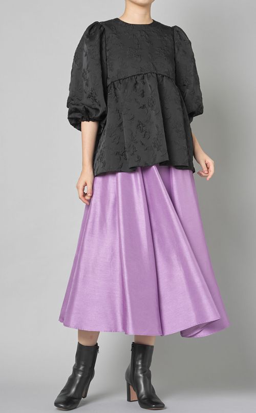 フラワージャガードフレアブラウス