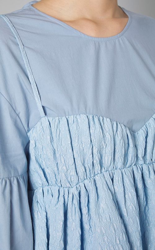 ギャザー切替ビーズモチーフワンピース