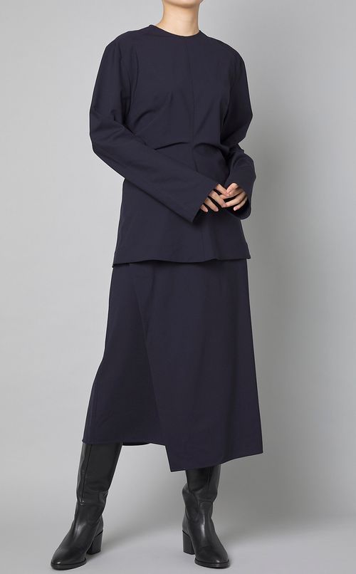 3ボタンラップミディスカート