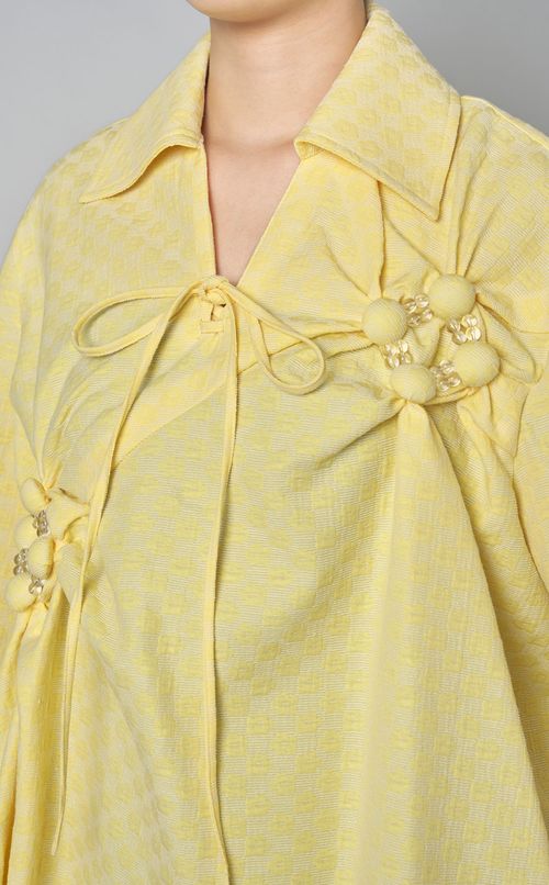 フラワージャガードビーズスキッパーシャツ